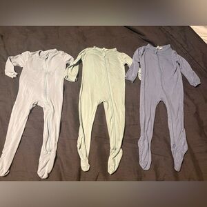 THREE kyte baby bamboo footie sleepers size 6-12 months